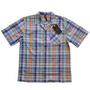 True Rock Retro Blue Multi Plaid Casual Button Down Shirt NWT Size XL